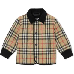 Børn Burberry Kids Diamantquiltet Jakke Med Vintage Ternet Mønster