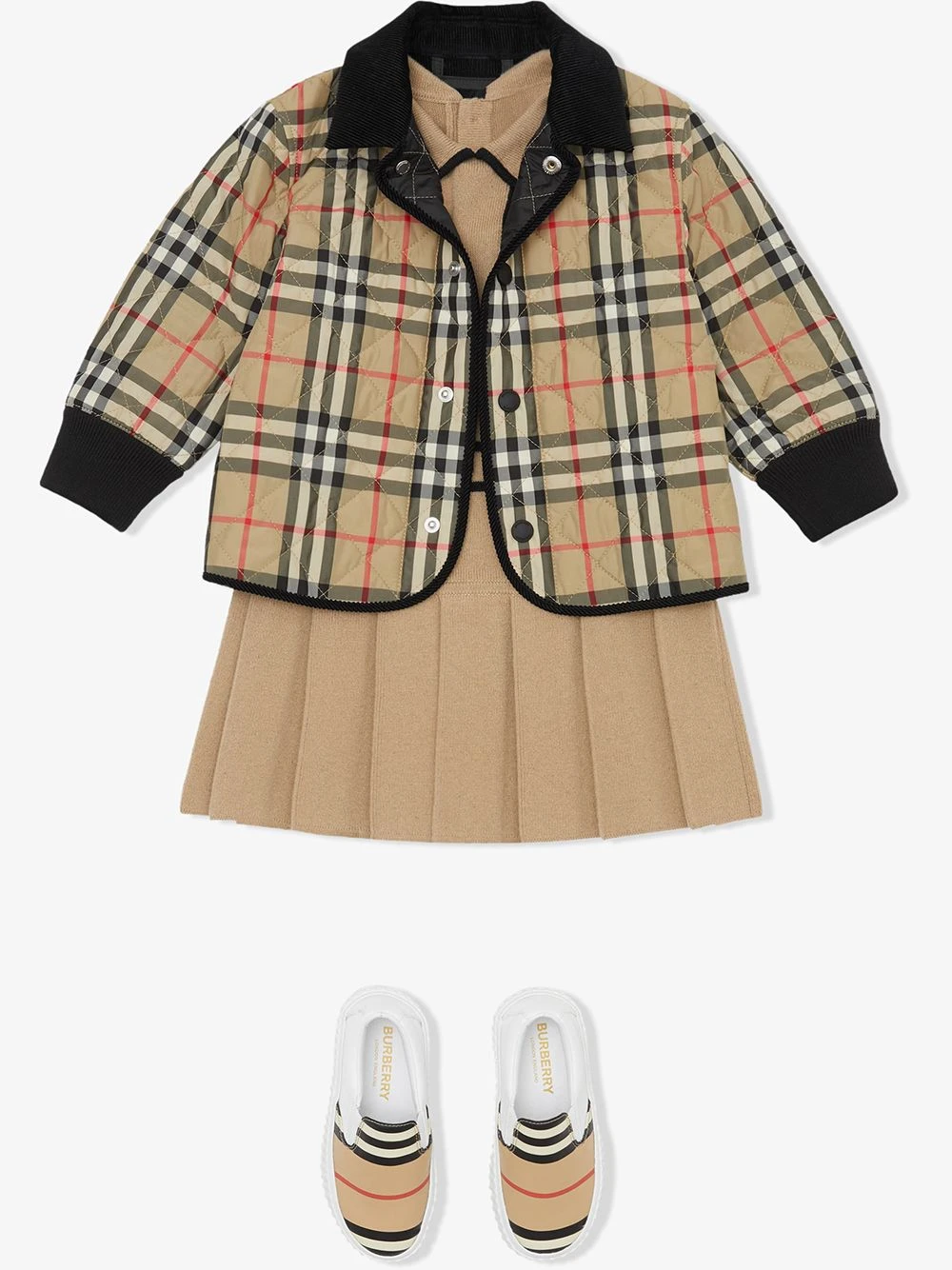 Børn Burberry Kids Diamantquiltet Jakke Med Vintage Ternet Mønster 3 Børn Burberry Kids Diamantquiltet Jakke Med Vintage Ternet Mønster - Image 3