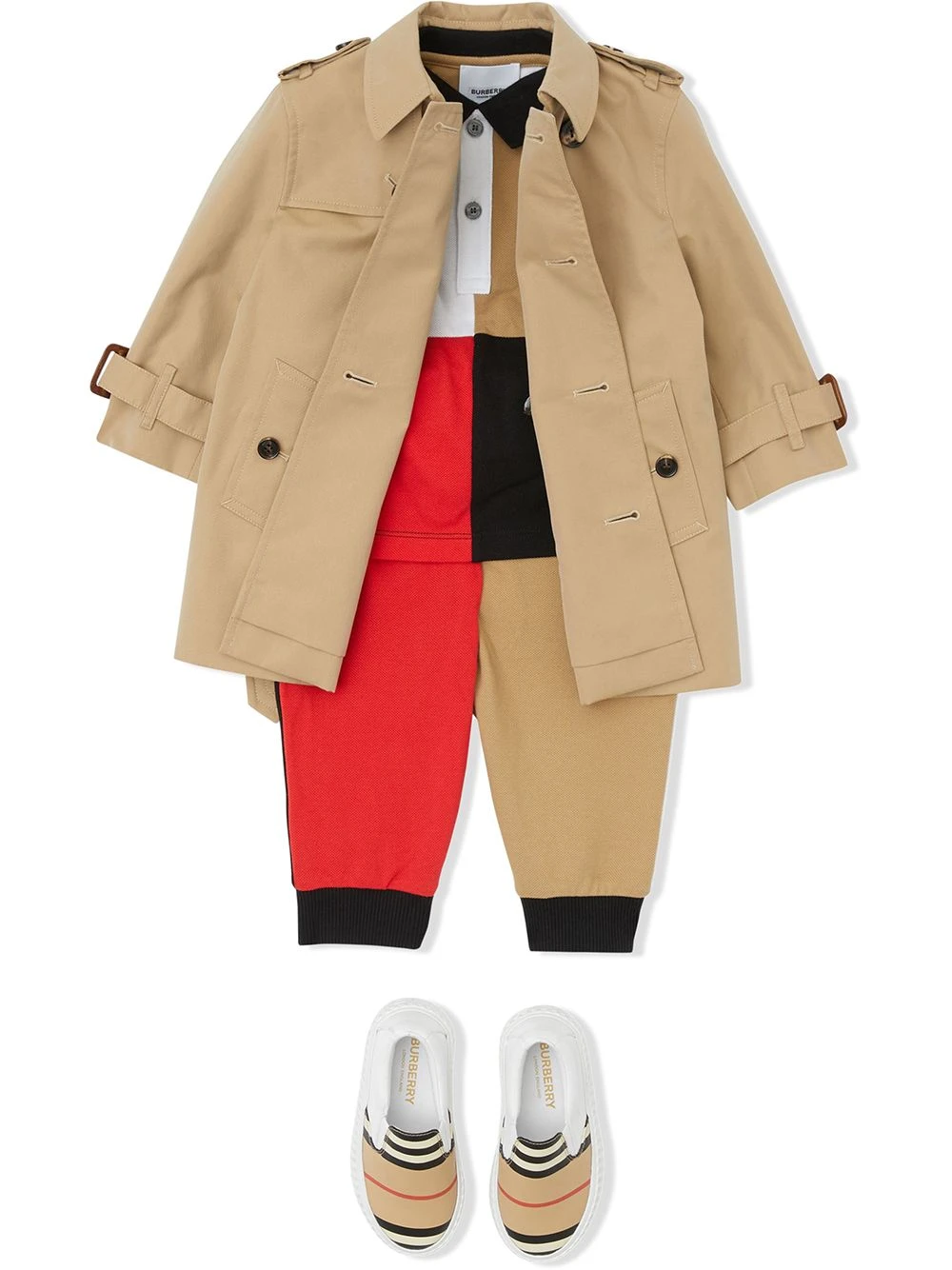 Børn Burberry Kids Dobbeltradet Trenchcoat 2 Børn Burberry Kids Dobbeltradet Trenchcoat - Image 2