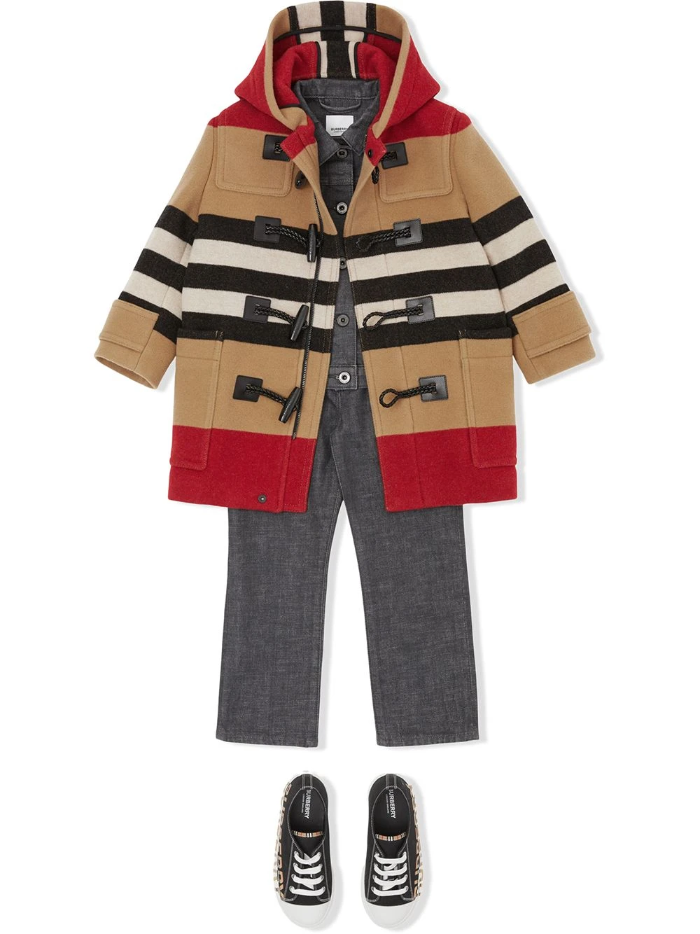 Børn Burberry Kids Duffle-frakke Med Ikonisk-stribe 2 Børn Burberry Kids Duffle-frakke Med Ikonisk-stribe - Image 2