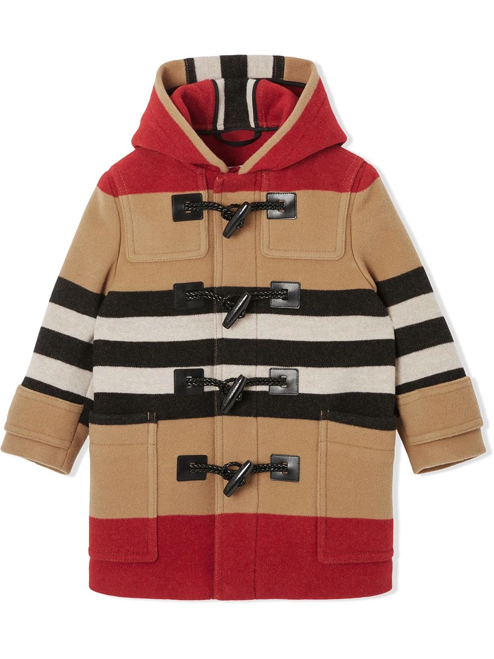 Børn Burberry Kids Duffle-frakke Med Ikonisk-stribe 1 Børn Burberry Kids Duffle-frakke Med Ikonisk-stribe