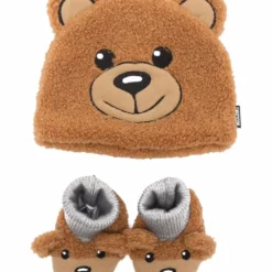 Børn Moschino Kids Sæt Med Hue Og Hjemmesko Med Bamse