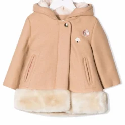 Børn Chloé Kids Frakke I Imiteret Pels Med Hætte