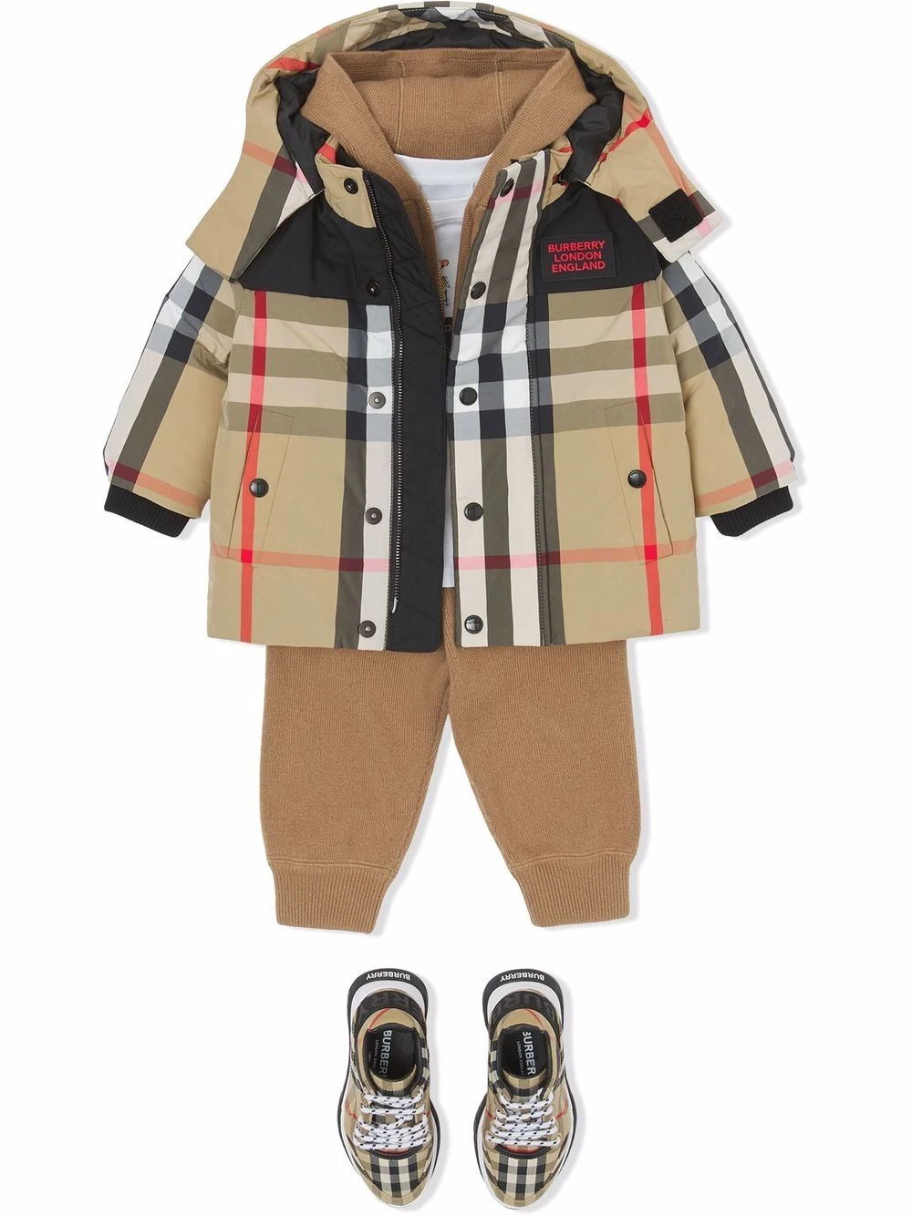 Børn Burberry Kids Ternet Jakke Med Aftagelig Hætte 2 Børn Burberry Kids Ternet Jakke Med Aftagelig Hætte - Image 2