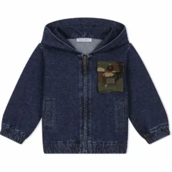Børn Dolce & Gabbana Kids Hættetrøje I Denim Med Lynlås