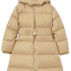 Børn Burberry Kids Dunfrakke Med Aftagelig Hætte Og Horseferry-tryk