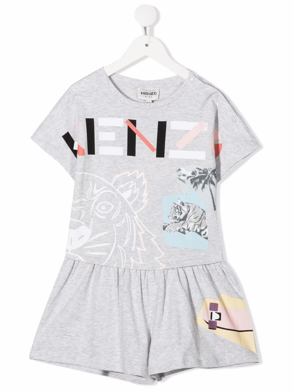 Børn Kenzo Kids Playsuit I økologisk Bomuld Med Grafisk Tryk 1 Børn Kenzo Kids Playsuit I økologisk Bomuld Med Grafisk Tryk