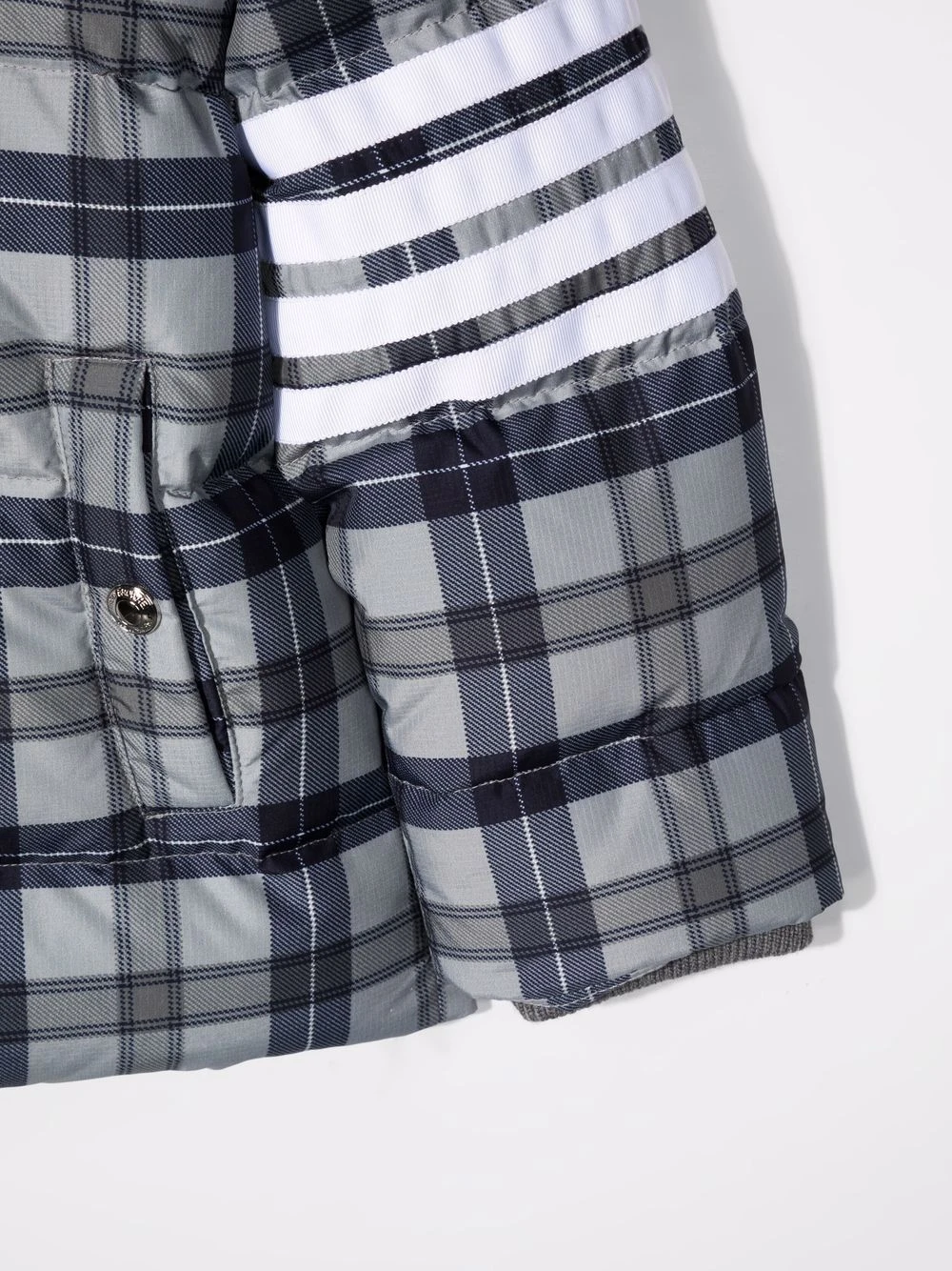 Børn Thom Browne Kids Skotskternet Frakke Med Hætte Og 4-Bar-detalje 3 Børn Thom Browne Kids Skotskternet Frakke Med Hætte Og 4-Bar-detalje - Image 3