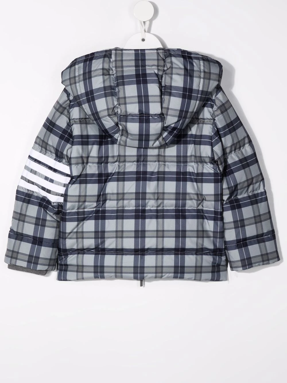 Børn Thom Browne Kids Skotskternet Frakke Med Hætte Og 4-Bar-detalje 2 Børn Thom Browne Kids Skotskternet Frakke Med Hætte Og 4-Bar-detalje - Image 2