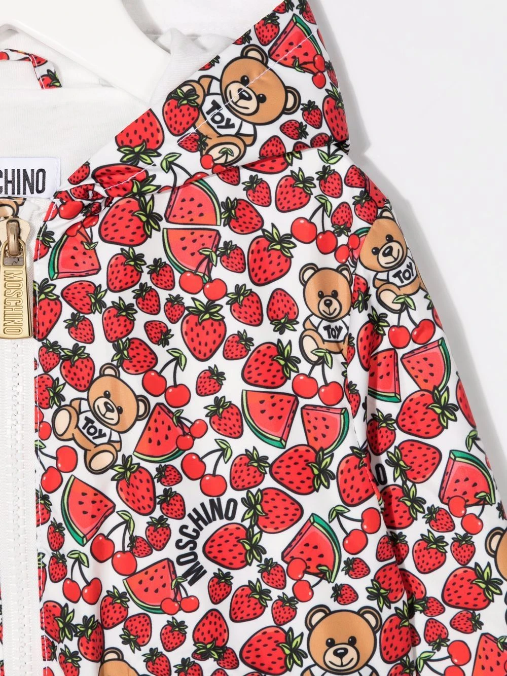 Børn Moschino Kids Denimjakke Med Jordbærtryk 3 Børn Moschino Kids Denimjakke Med Jordbærtryk - Image 3