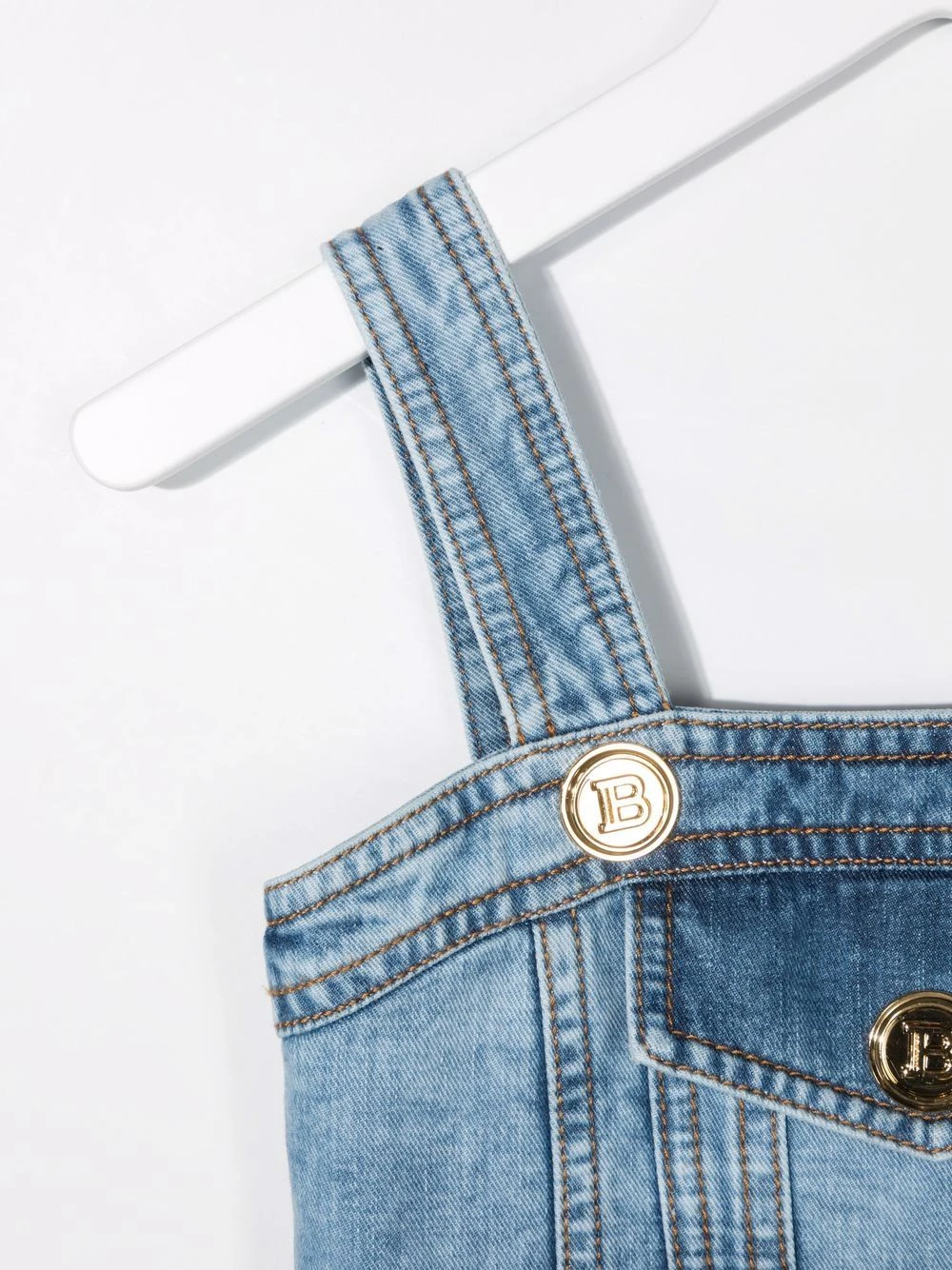 Børn Balmain Kids Playsuit I Denim Med Prægede Knapper 3 Børn Balmain Kids Playsuit I Denim Med Prægede Knapper - Image 3