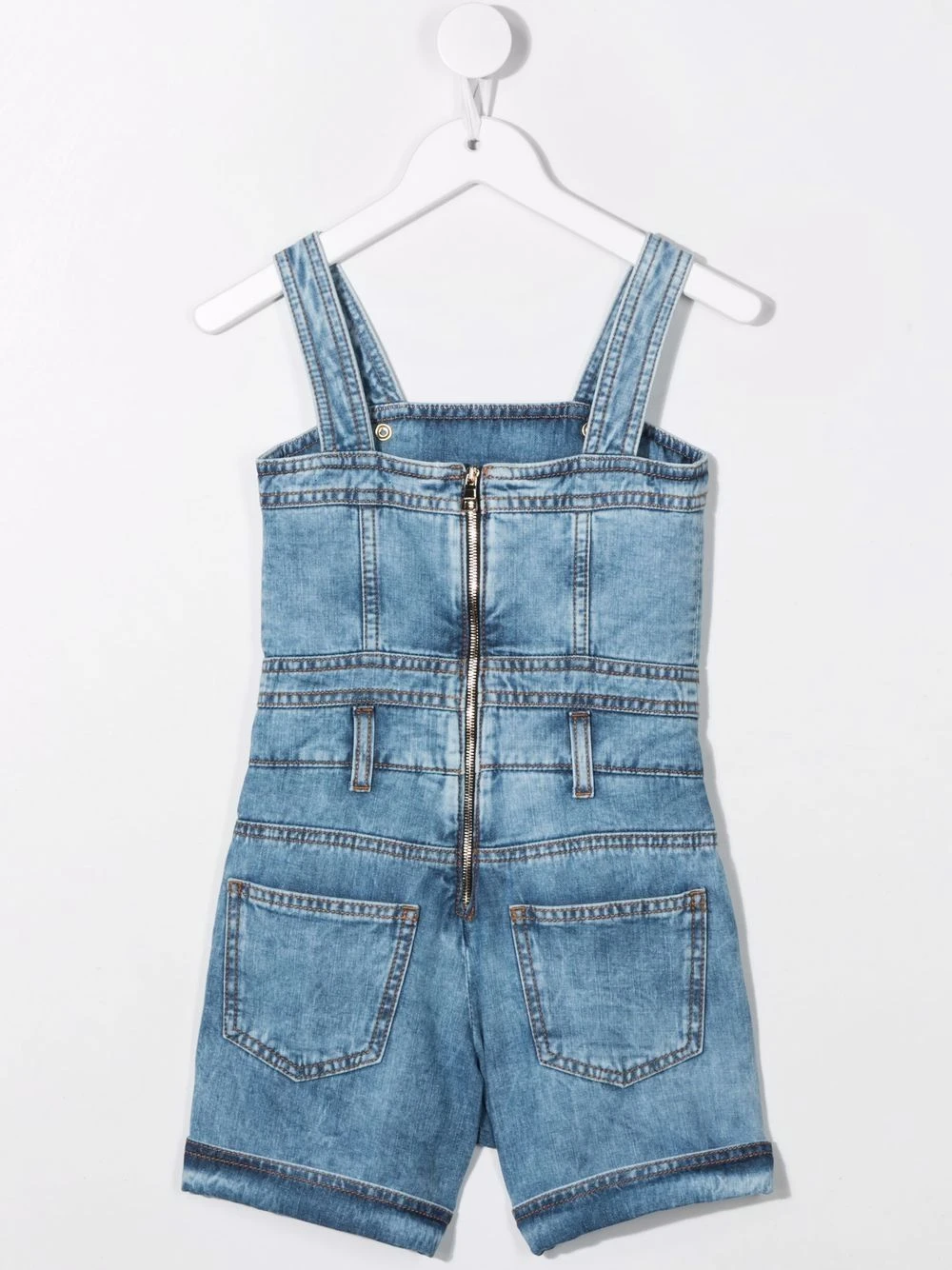 Børn Balmain Kids Playsuit I Denim Med Prægede Knapper 2 Børn Balmain Kids Playsuit I Denim Med Prægede Knapper - Image 2