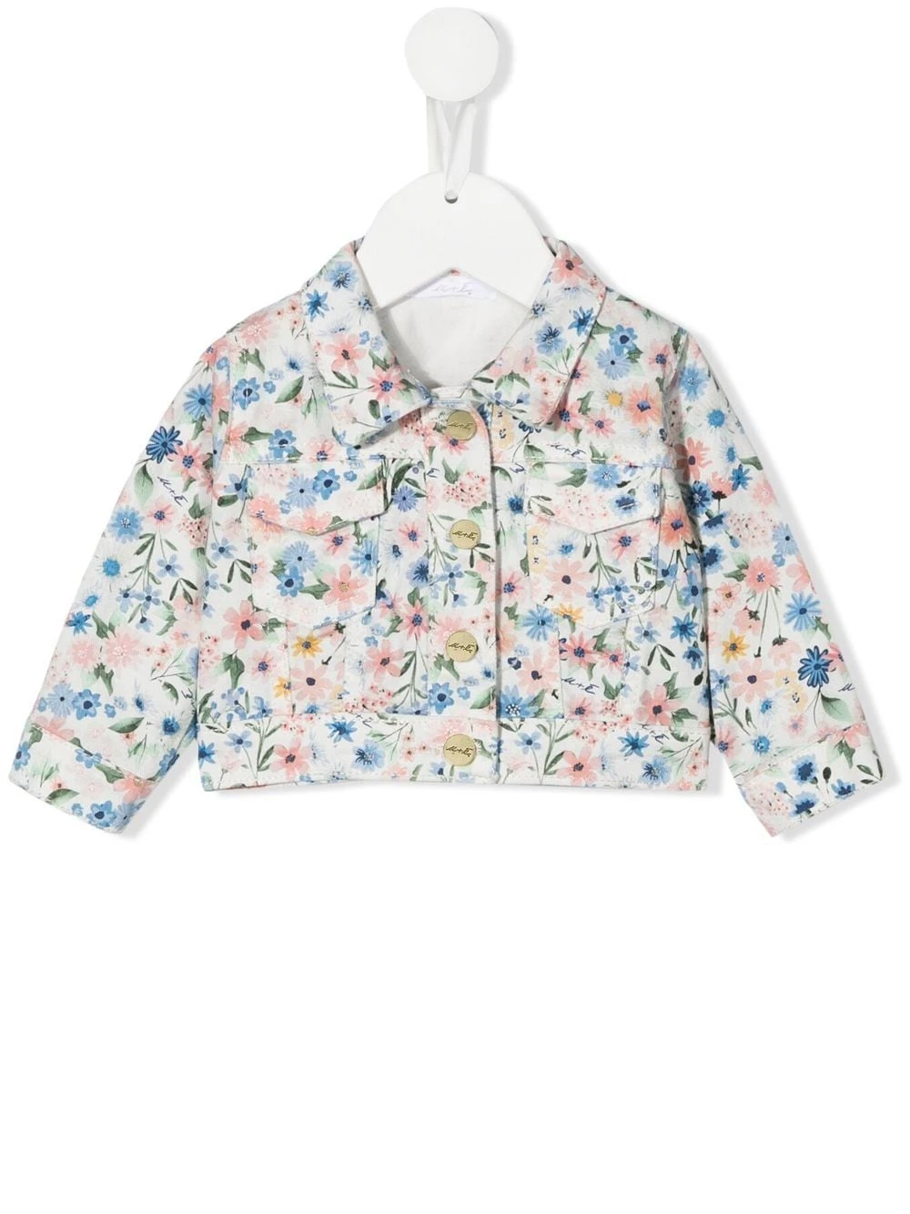 Børn Miss Grant Kids Denimjakke Med Blomstertryk 1 Børn Miss Grant Kids Denimjakke Med Blomstertryk