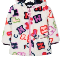 Børn Marc Jacobs Kids Frakke I Imiteret Pels Med Hætte Og Grafisk Tryk