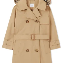 Børn Burberry Kids Ternet Trenchcoat Med Plisseringer