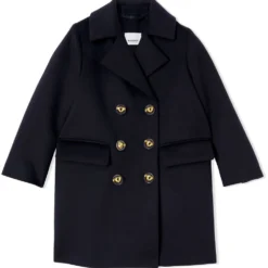 Børn Burberry Kids Dobbeltradet Frakke Med Tørklæde-detalje