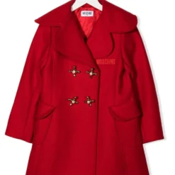 Børn Moschino Kids Frakke Med Broderet Logo Og Bred Revers