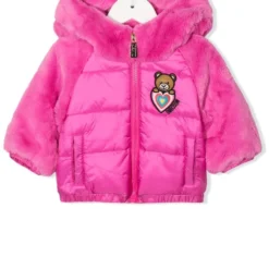 Børn Moschino Kids Dunjakke I Imiteret Pels Med Hætte