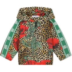 Børn Dolce & Gabbana Kids Blomstret Regnjakke Med Leopardtryk