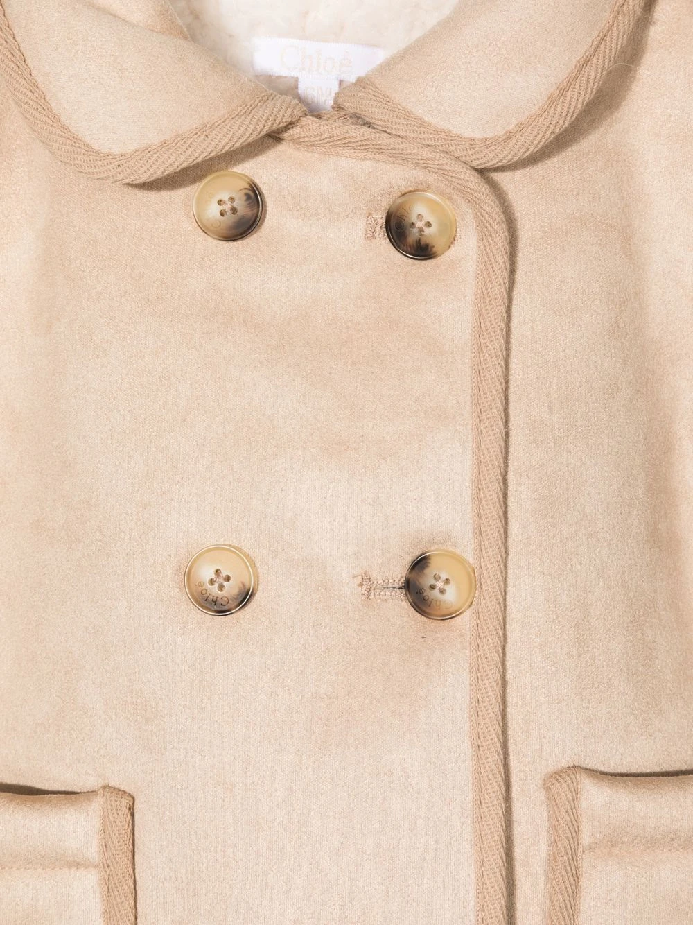 Børn Chloé Kids Dobbeltradet Frakke Med Krave 3 Børn Chloé Kids Dobbeltradet Frakke Med Krave - Image 3