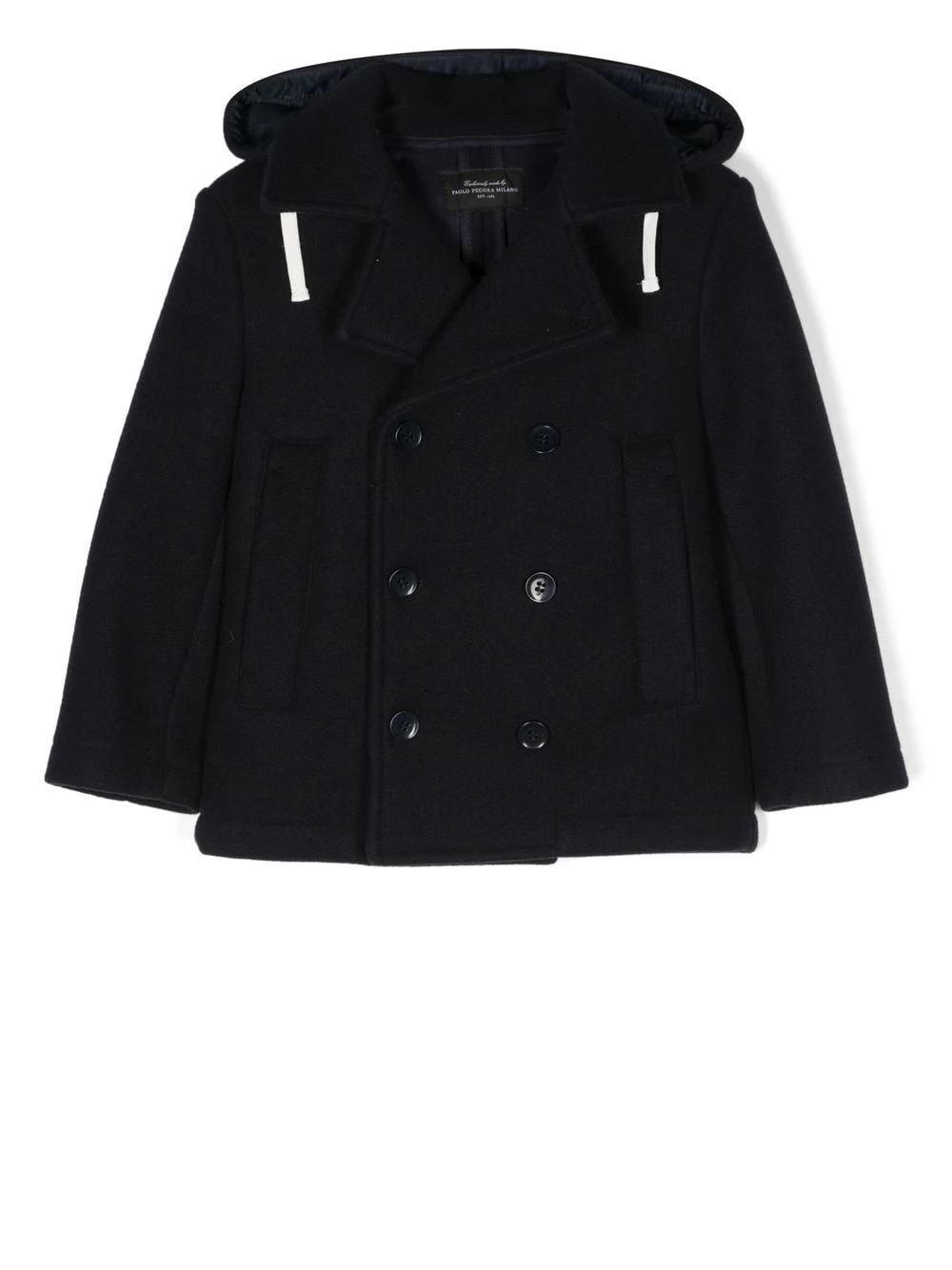 Børn Paolo Pecora Kids Dobbeltradet Frakke Med Hætte 1 Børn Paolo Pecora Kids Dobbeltradet Frakke Med Hætte