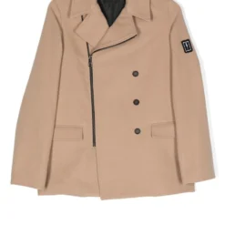 Børn Neil Barrett Kids Dobbeltradet Frakke Med Lynlås