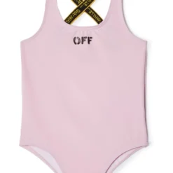 Børn Off-White Kids Badedragt Med Krydsede Remme Og Logotryk