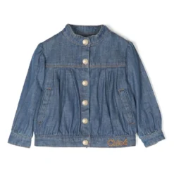 Børn Chloé Kids Denimjakke Med Broderet Logo