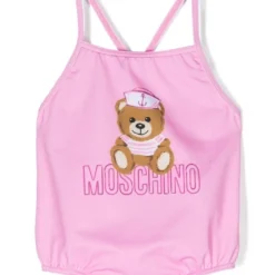 Børn Moschino Kids Badedragt Med Krydsede Stropper Og Bamsemotiv
