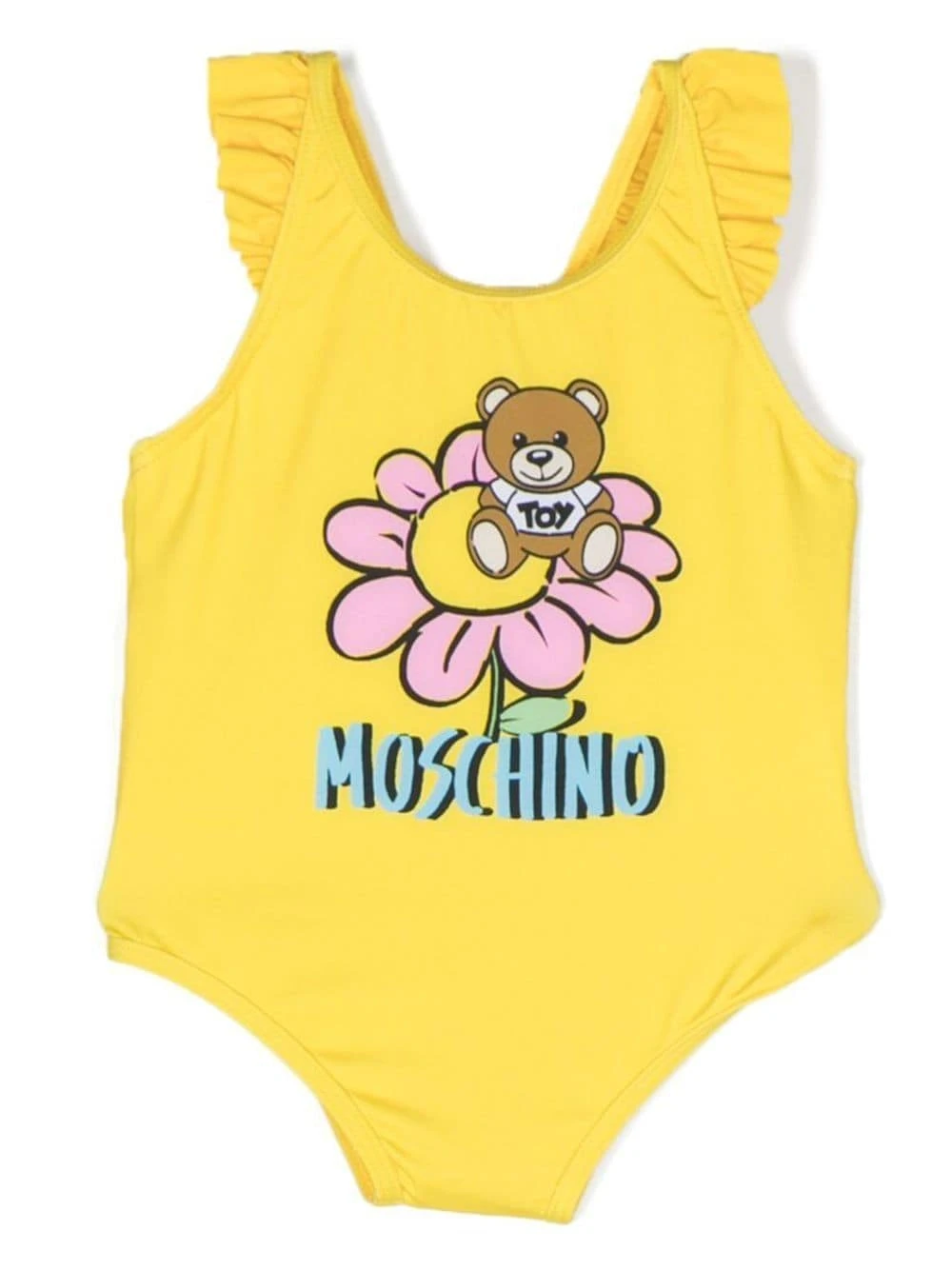 Børn Moschino Kids Badedragt Med Flæsekant Og Bamsetryk 1 Børn Moschino Kids Badedragt Med Flæsekant Og Bamsetryk