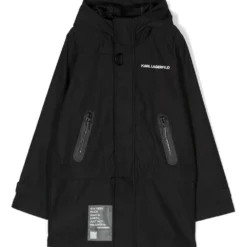 Børn Karl Lagerfeld Kids Parkafrakke Med Hætte Og Sloganmærke