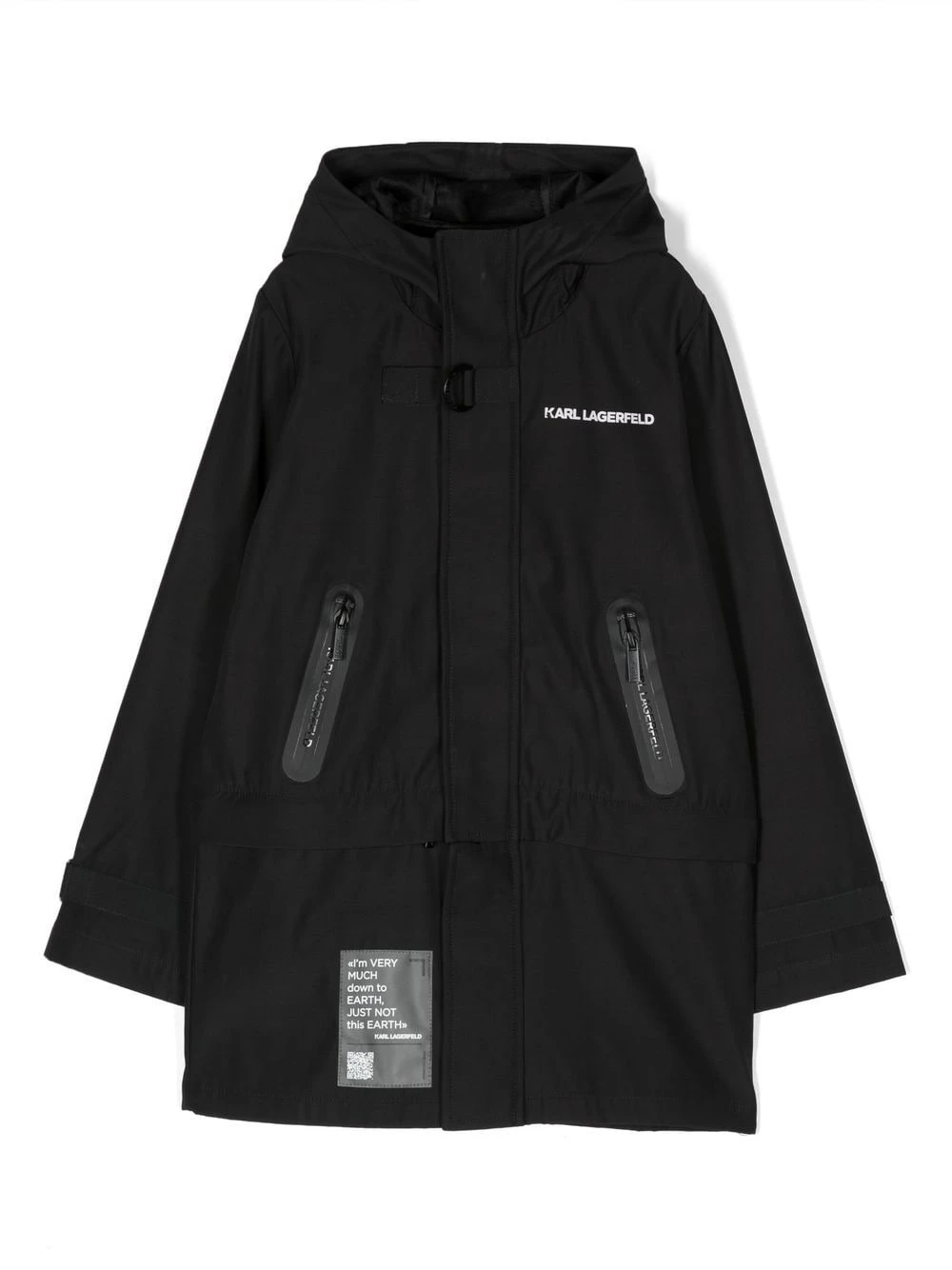 Børn Karl Lagerfeld Kids Parkafrakke Med Hætte Og Sloganmærke 1 Børn Karl Lagerfeld Kids Parkafrakke Med Hætte Og Sloganmærke
