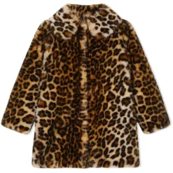 Børn Dolce & Gabbana Kids Frakke I Imiteret Pels Med Leopardtryk