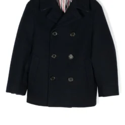 Børn Thom Browne Kids Dobbeltradet Peacoat-frakke