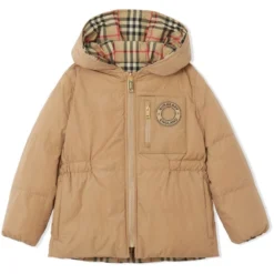 Børn Burberry Kids Vendbar Dunfrakke Med Hætte