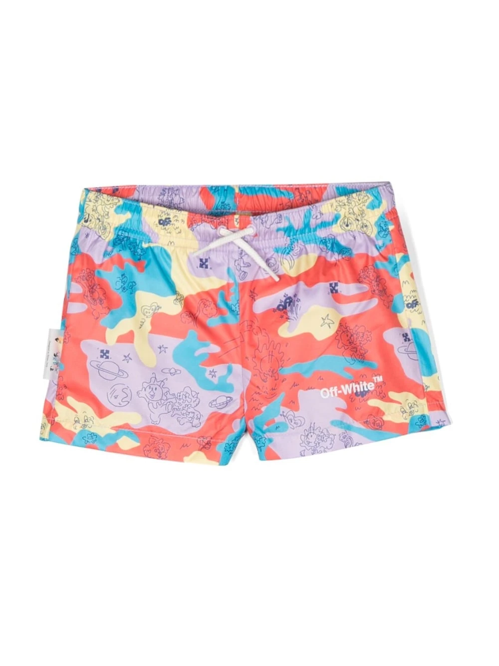 Børn Off-White Kids Badeshorts Med Logotryk 1 Børn Off-White Kids Badeshorts Med Logotryk