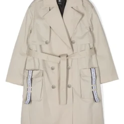 Børn Balmain Kids Dobbeltradet Trenchcoat Med Bælte
