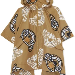 Børn Burberry Kids Kappe Med Hætte Og Thomas Bear-tryk