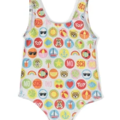 Børn Moschino Kids Badedragt Med Grafisk Tryk Og U-hals