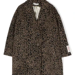 Børn Golden Goose Kids Enkeltradet Frakke Med Leopardtryk
