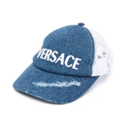 Børn Versace Kids Baseballkasket I Denim Med Slitageeffekt