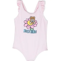Børn Moschino Kids Badedragt Med Flæsekant Og Bamse-motiv