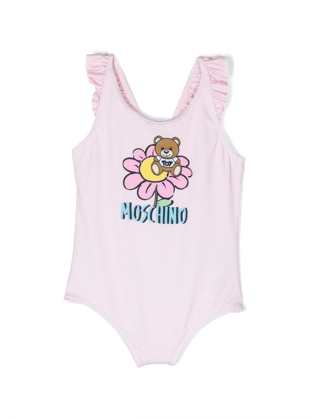 Børn Moschino Kids Badedragt Med Flæsekant Og Bamse-motiv 1 Børn Moschino Kids Badedragt Med Flæsekant Og Bamse-motiv