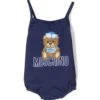 Børn Moschino Kids Badedragt Med Bjørnemotiv Og Logotryk