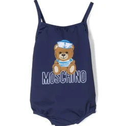 Børn Moschino Kids Badedragt Med Bjørnemotiv Og Logotryk