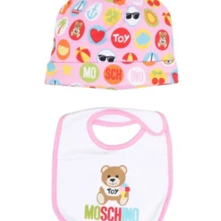 Børn Moschino Kids Hagesmæk Og Hue-sæt Med Logotryk