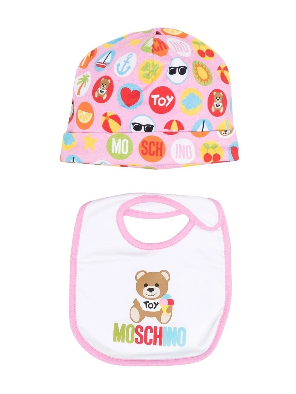 Børn Moschino Kids Hagesmæk Og Hue-sæt Med Logotryk 1 Børn Moschino Kids Hagesmæk Og Hue-sæt Med Logotryk