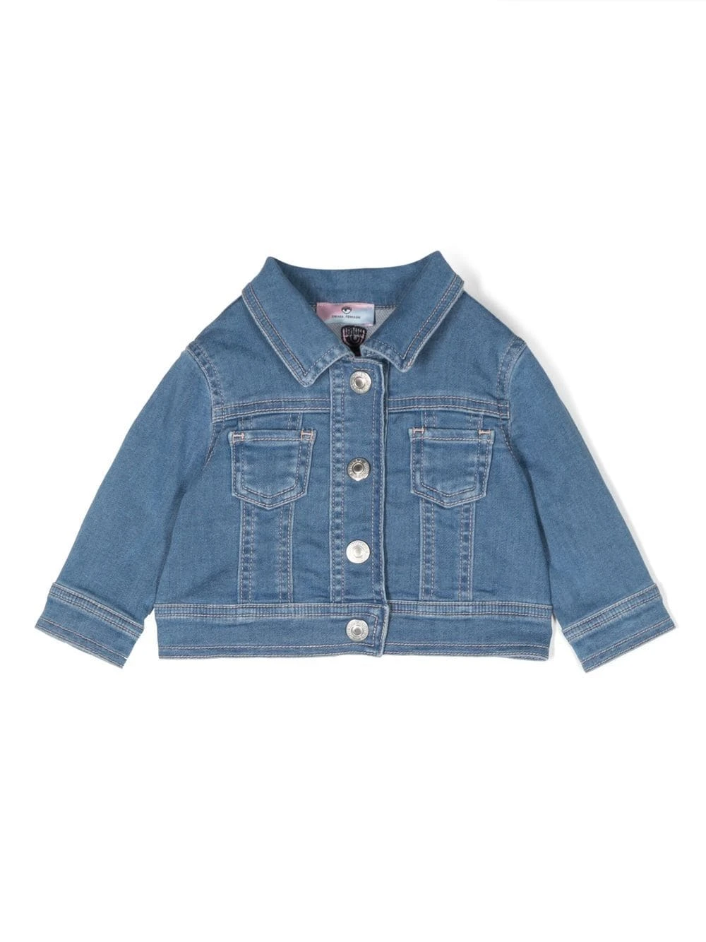 Børn Chiara Ferragni Kids Denimjakke Med Broderet Logo 1 Børn Chiara Ferragni Kids Denimjakke Med Broderet Logo
