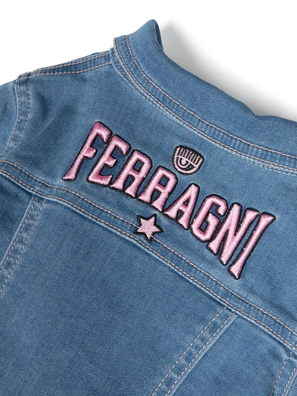 Børn Chiara Ferragni Kids Denimjakke Med Broderet Logo 3 Børn Chiara Ferragni Kids Denimjakke Med Broderet Logo - Image 3
