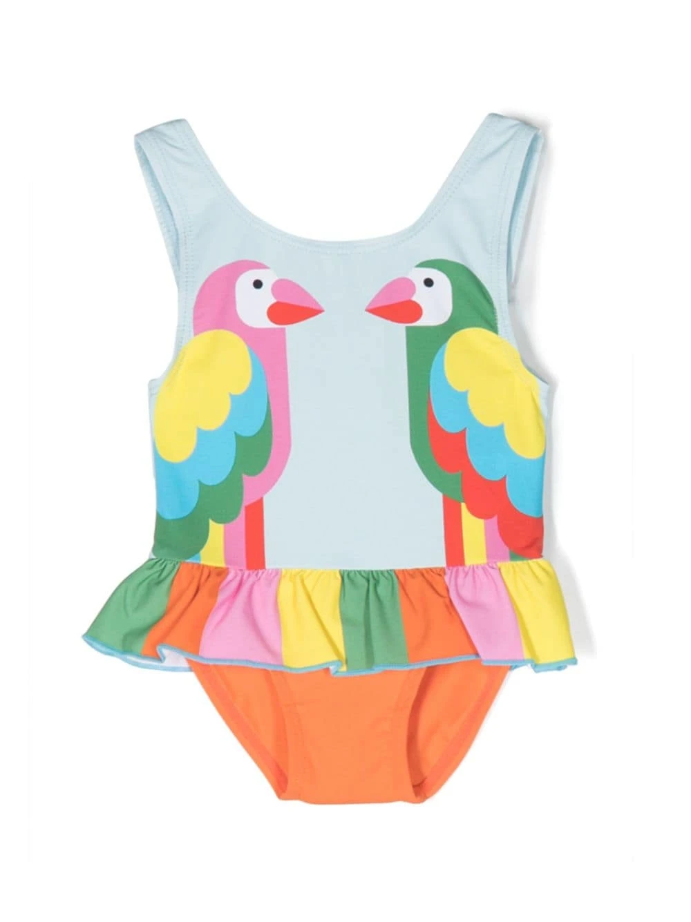 Børn Stella McCartney Kids Badedragt Med Flæser Og Papegøjetryk 1 Børn Stella McCartney Kids Badedragt Med Flæser Og Papegøjetryk